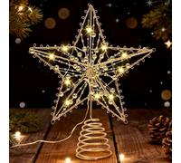 Etoile Sapin de Noel Lumineuse, 25 cm Or Pointes de Sapin de Noël, Étoile de Sapin de Noël, Cimier Or de Sapin de noël, Christmas Tree Topper pour Décoration de la Maison