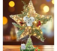 Etoile Sapin de Noel, Pointes de Sapin, Cimier de Sapin de Noël, Noël Arbre Topper Lumineuse, Décoration de Noel Pentagramme Christmas Tree Topper pour Décorations Interieur Exterieur