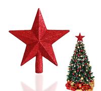 Etoile Sapin de Noel Rouge - Grande Pointe Etoile Sapin de Noel de 20 cm, Finition Pailletée Incassable et Installation Facile pour Une Décoration de Fêtes Magique et Scintillante