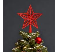Etoile Sapin de Noel Rouge, Pointes de Sapin de Noël, Étoile de Sapins de Noel Cimier de Sapins de Noël pour Decoration Interieur Maison, Plastique Pointe Christmas Tree Star Topper