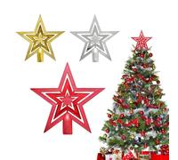 Étoile Sapin Noël en Plastique, Arbre Topper d'arbre de Christmas pour Noel Décoration de Etoile Glitter Tree Top Glitter Star pour Décoration de Sapin de Noël(Or+Argent+Rouge)
