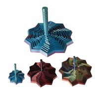 Étoile sensorielle étendue imprimée 3D, jouet rotatif anti-stress avec poignée, pour bureau comme cadeau anti-stress (arc-en-ciel, L - 25 anneaux)