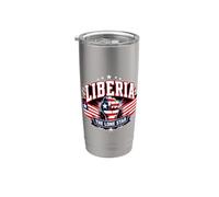 Étoile solitaire du Liberia avec un poing en relief Drapeau du Libéria patriotique Gobelet isotherme en acier inoxydable double paroi