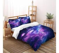 Étoilery Sky Astronaut Literie Set Art 3D Imprimé Microfibre avec Fermetures Éclair Enfants Super King（260x220cm）