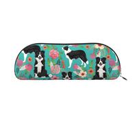 Étoiles brillantes bleues Imprimer Sac de maquillage Trousse de maquillage Sacs à cosmétiques Sac de rangement de voyage Trousse de toilette Sacs de réception Sac à crayons, Border Collie Florals, One