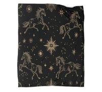 Étoiles, Chevaux et éperons Couverture Imprimée Chaude Et Douce pour Camping en Plein Air Motif de Contour Couvre-lit Quatre Saisons pour Chambre À Coucher 50x60inch(127x152cm)