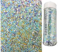 Étoiles comestibles Glitter Noël salpoudres de sucre étincelant 120g / 4.2oz cristaux de sucre Bleu or blanc mélange multicolore, pour la cuisson, la décoration du dessert et les cocktails, souffle de