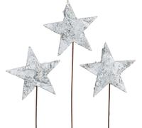 Étoiles de bouleau sur fil, blanc 6cm, 24 pcs - Décoration de Noël, Élégance naturelle