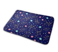 Étoiles De La Galaxie du Zodiaque Bleu Nuit Étoilée Qui Brillent dans Le Noir Minuit Paillasson Intérieur Absorbant Tapis De Bain Durable Welcome Paillassons pour Chambre Couloir 40X60Cm