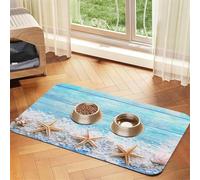 Étoiles de mer au sel de mer,Tapis d'alimentation pour Animaux de Compagnie, Sets de Table en Cuir PU pour Chats et Chiens,30x45cm