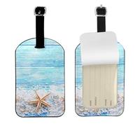 Étoiles de mer sur sel marin,Étiquettes à bagages en cuir PU, étiquette nominative de voyage résistante, lot de 2