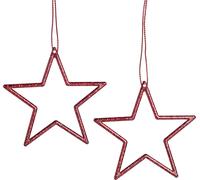 Étoiles de Noël rouges à suspendre - Décoration scintillante de l'arbre & décoration festive de la pièce, set de 40 pièces, 7,5cm