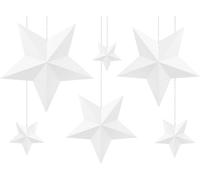 Étoiles Décoration à suspendre 12 - 37cm Papier Décoration 6er Set Blanc
