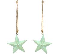 Étoiles en bois à suspendre Vert clair 7,5cm 4pcs Décoration d'arbre de Noël