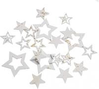 Étoiles en bois blanc doré 20pcs