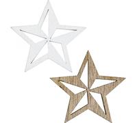 Étoiles en bois Déco Noël Blanc Naturel Streudeko 3,5cm 48 pcs