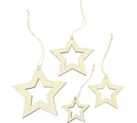 Étoiles en bois Nature Deko Suspensions Noël 16 pièces