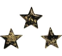 Étoiles en bois Noir Or Décoration de Noël Brillant Ø5cm 8 pièces