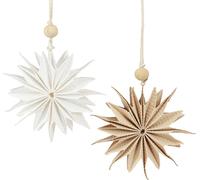 Étoiles en papier Noël Décorations à suspendre Marron Blanc 12cm 6er Set