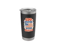 Étoiles et rayures patriotiques du 250e anniversaire des États-Unis Gobelet isotherme en acier inoxydable double paroi