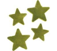 Étoiles floquées vert mousse, plastique, Noël, 40 pièces, 4cm/5cm