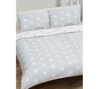 Étoiles grises et blanches double housse de couette et taie d'oreiller