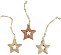 Étoiles naturelles en bois Décorations de Noël Ø4,5cm Lot de 8