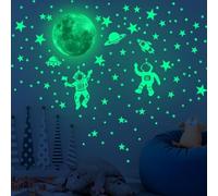 Etoiles Phosphorescentes Lumineux Astronaute Phosphorescent Etanche Lune et Etoiles Autocollants Fluorescents pour Plafond Etoile Phosphorescente Chambre Enfant Adapté à la Décoration Chambre