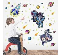 Etoiles Phosphorescentes Stickers Mural, Lumineuse Astronautes Wall Stickers Autocollant, Lumineux Stickers Espace, Enfant Fluorescente Stickers Muraux, Décoration Plafond des Chambre des Fille/Garçon