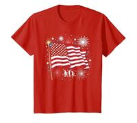 Étoiles, Rayures et cierges Magiques T-Shirt, Enfant, Rouge, 6 Ans