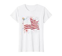 Étoiles, Rayures et cierges Magiques T-Shirt, Femme, Blanc, XS