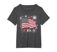 Étoiles, Rayures et cierges Magiques T-Shirt, Femme Grandes Tailles, Chiné Foncé, 6X