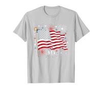 Étoiles, Rayures et cierges Magiques T-Shirt, Homme, Argent, M