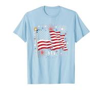 Étoiles, Rayures et cierges Magiques T-Shirt, Homme, Bleu Céleste, M