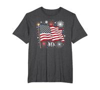 Étoiles, Rayures et cierges Magiques T-Shirt, Homme Grandes Tailles, Chiné Foncé, 6X Tall