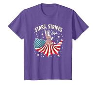 Étoiles, Rayures et icône du Style T-Shirt, Enfant, Violet Chiné, 2 Ans