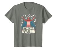 Étoiles, Rayures et Ovation Debout T-Shirt, Enfant, Vert Kaki chiné, 3 Ans