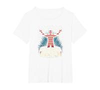 Étoiles, Rayures et Ovation Debout T-Shirt, Femme Grandes Tailles, Blanc, 3X