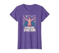 Étoiles, Rayures et Ovation Debout T-Shirt, Femme, Violet Chiné, S