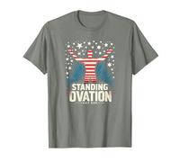 Étoiles, Rayures et Ovation Debout T-Shirt, Homme, Vert Kaki chiné, XL