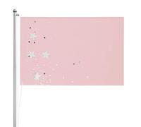 Étoiles roses et blanches imprimées,Drapeau de jardin, bannière décorative, drapeau double face, 2 x 3 pieds, pour extérieur et intérieur