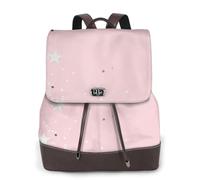 Étoiles roses et blanches imprimées,Sac à dos imperméable pour femme, sac à dos de voyage léger en cuir PU tendance