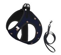 Étoiles Scintillantes Bleu foncé et Or Rose,Harnais pour Animaux de Compagnie, Harnais réfléchissant réglable pour Chien,S