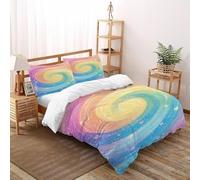 Étoiles Spirale Couleur Housse De Couette 3 Pièces Theme Imprimé De Couvre-Lit Microfibre pour Chambre À Coucher Doux Et Confortable avec 2 Taie d'oreiller Double（200x200cm）
