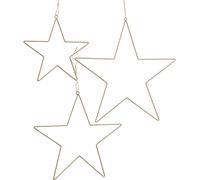 Etoiles suspendues en fer, lot de 3 - 30 cm, 40 cm, 50 cm - Couleur : or
