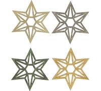 Étoiles vertes en bois 8cm Set de décoration de Noël 16 pièces