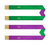 Étole de clergé traditionnelle - Broderie décorative double face, écharpe d'église, unisexe en satin de qualité supérieure avec pompons dorés, emballage sacré de mariage, baptême, cérémonie, service