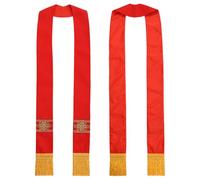 Étole de mariage avec pampille dorée pour homme - Avec broderie pasteur, rouge, taille unique