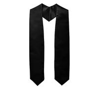 Étole de remise de diplôme, écharpe unisexe en satin 152 cm, accessoire de remise de diplôme, unisexe pour les débuts universitaires écharpe en satin décorations de remise de diplôme accessoires, Noir