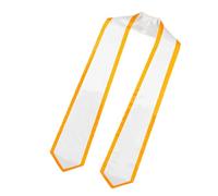 Étole de remise de diplôme en satin - Étole colorée unie pour étudiant - Écharpe unie polyvalente unisexe pour universités, Blanc et or., Refer to description